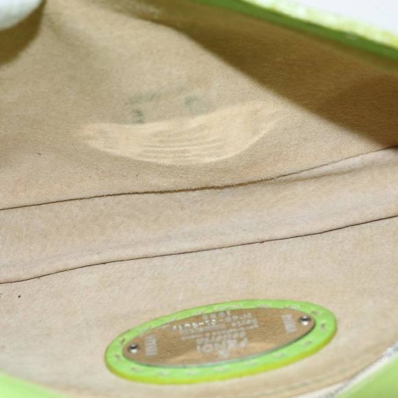 FENDI Celeria Mamma Baguette Shoulder Bag Leather Green Auth yk12521 - Picture 10 of 16